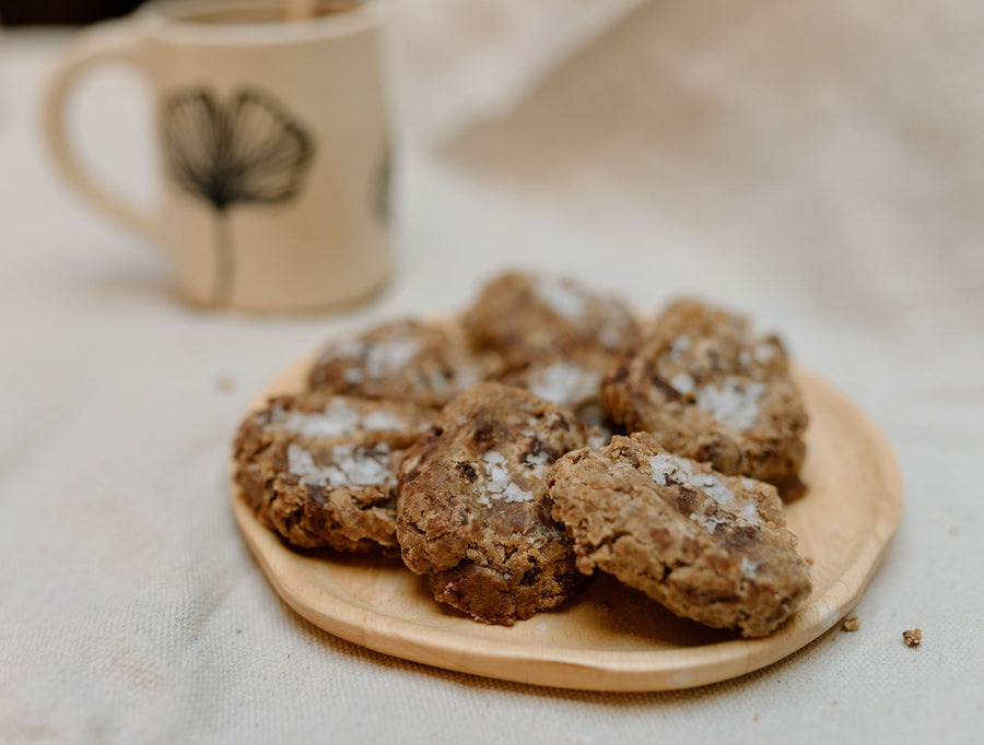 GF kooks (gluten-free, vegan organic sourdough chocolate chip cookies)